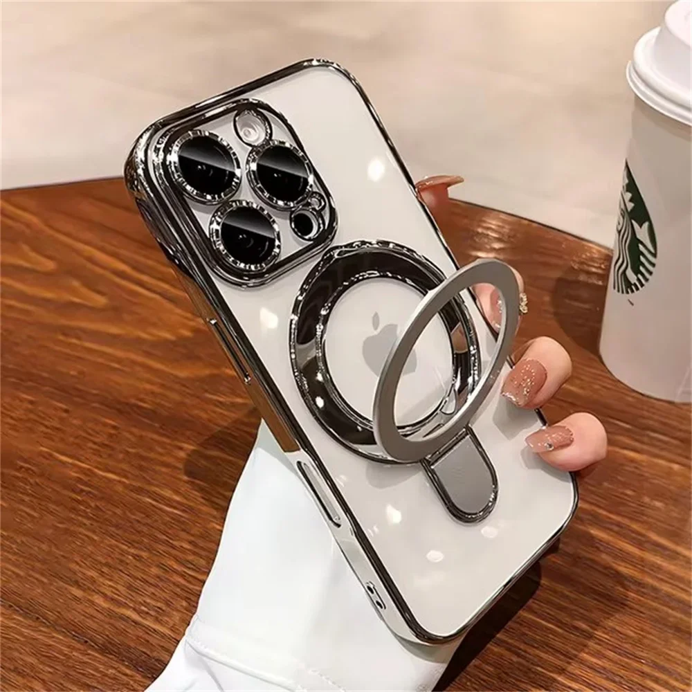 Luxury Magnetic Ring Stand Holder with Clear Soft Cover