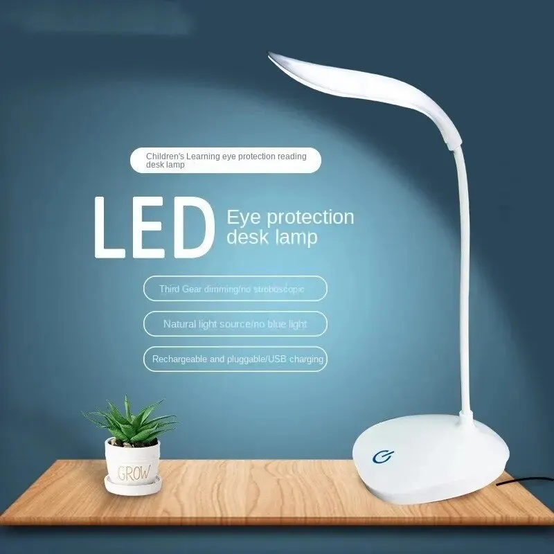 LED Foldable Desk Lamp USB Rechargeable Lighting 3 Mode Dimmable Touch Sensor Eye Protection Student Reading Lamp Night Light