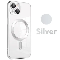 Enhanced Magnetic Clear Plating Cover for Magsafe Original Case (Silver)