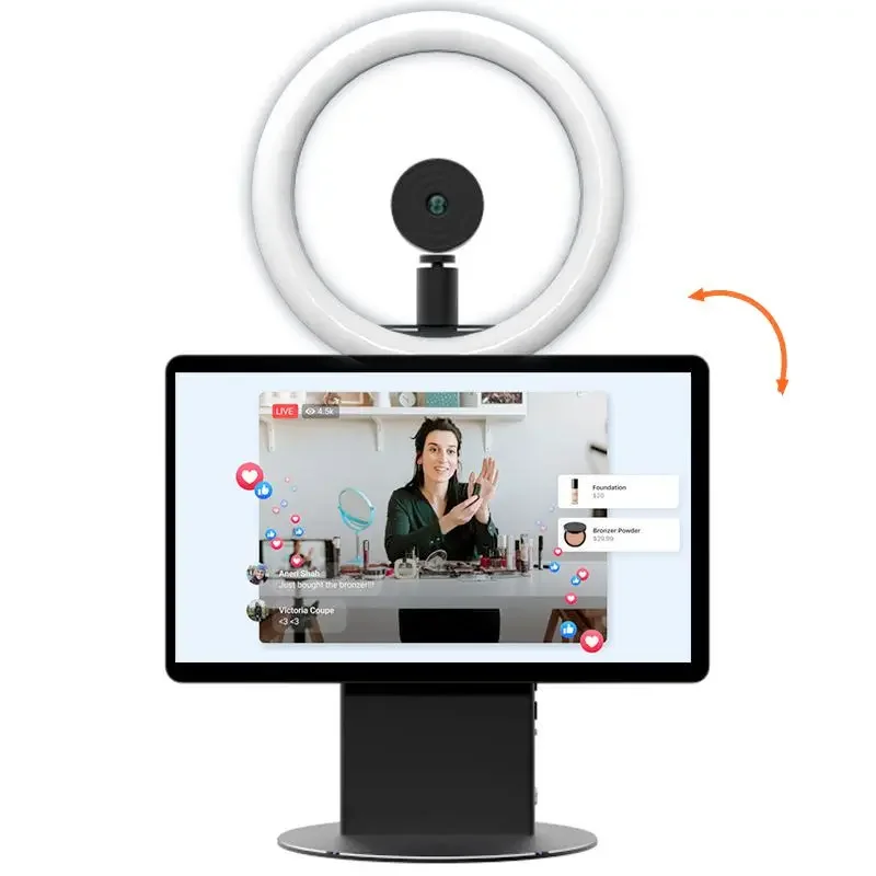 새로운 디자인 라이브 방송 기계 15.6인치 LCD 터치 스크린 TikTok 페이스북 유튜브 전문 라이브 스트리밍 장비