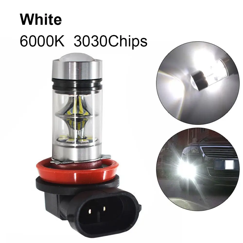 1/2pcs Car Fog Light Bulb H11 H8 100W 6000K Super White Fog Light Car LED  Driving Bulb DRL Daytime Running Light Car Accessories - AliExpress