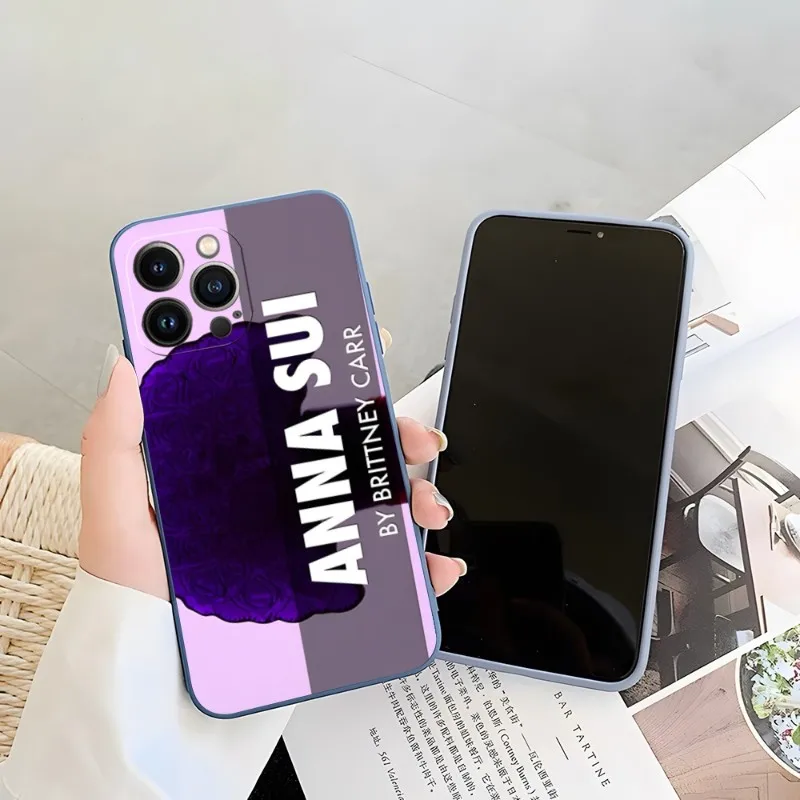 Custodia Per Telefono Anna Sui Di Marca Viola Color Caramella Per Iphone 14 12 13 11 Pro Max Mini X Xr Xs Max 7 8 Plus Cover Morbida In Silicone