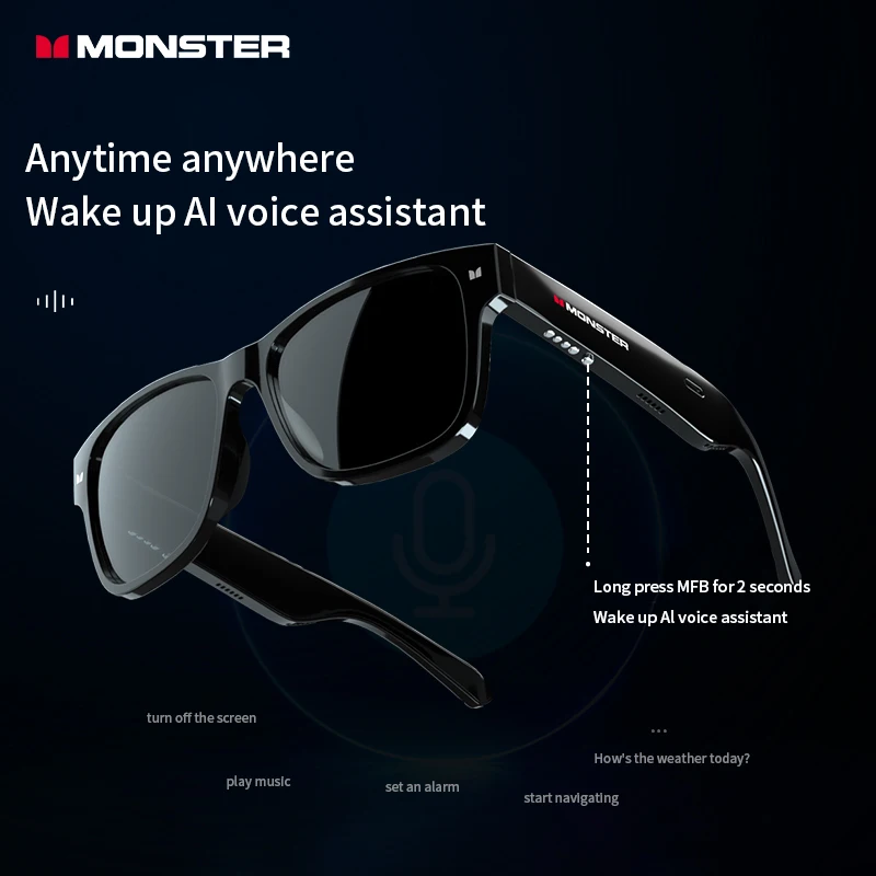 

Monster S01 Glasses Wireless Bluetooth 5.0 Sunglasses Outdoor Sport Earphone Calling Music Eyeglasses Transparent Lens