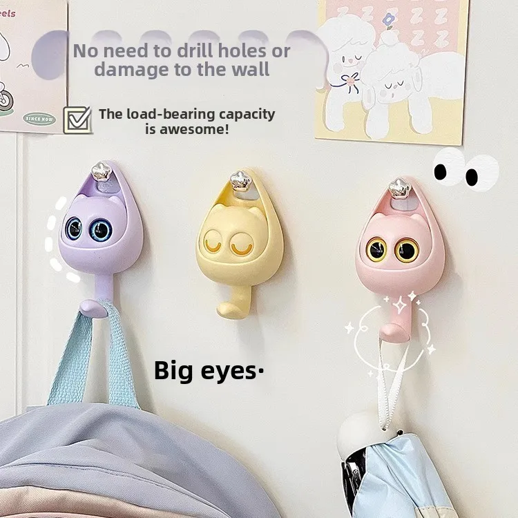 القط شماعات رف لطيف غمزة السنانير جدار قوي الملابس ذاتية اللصق قبعة وشاح مفتاح الشماعات السنانير الإبداعية ديكور المنزل حامل