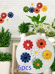 Vibrant Sunflower Metal Wall Art - Set of 6, Indoor & Outdoor Decor - 6pcs flower