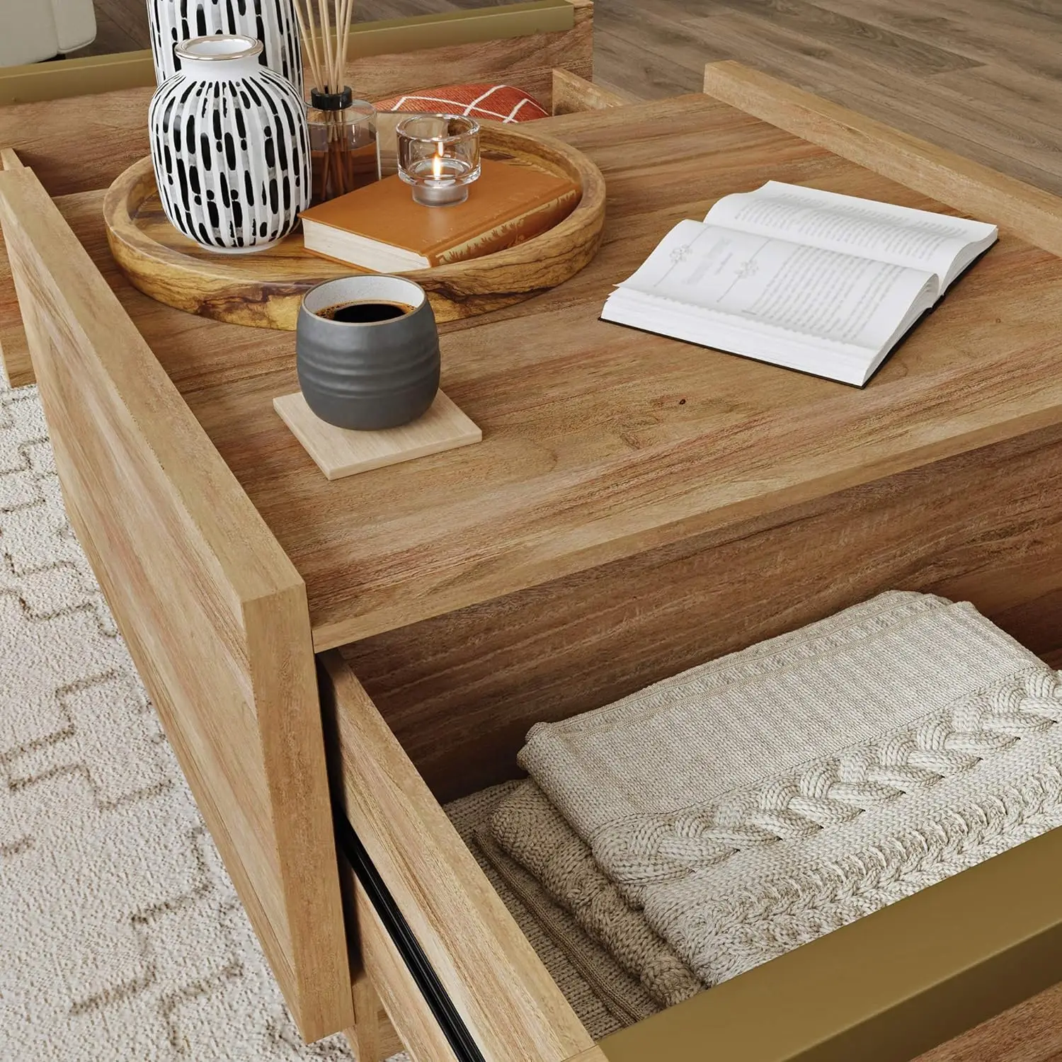 NEW Manhattan Gate Coffee Table, L: 31.02" x W: 30.95" x H: 16.06", Sindoori Mango Finish USA 5
