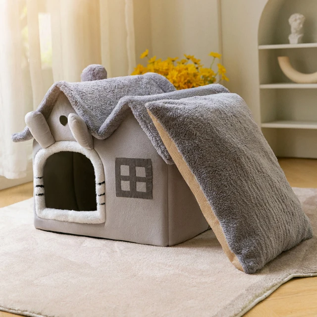 Foldable Warm House Cave Bed For Cats and Small Dogs
