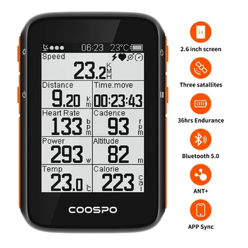 COOSPO BC200 Wireless Bicycle Computer GPS Bike Speedometer Cycling Odometer 2.6in Bluetooth5.0 ANT+ APP Sync Slope Altitude 1