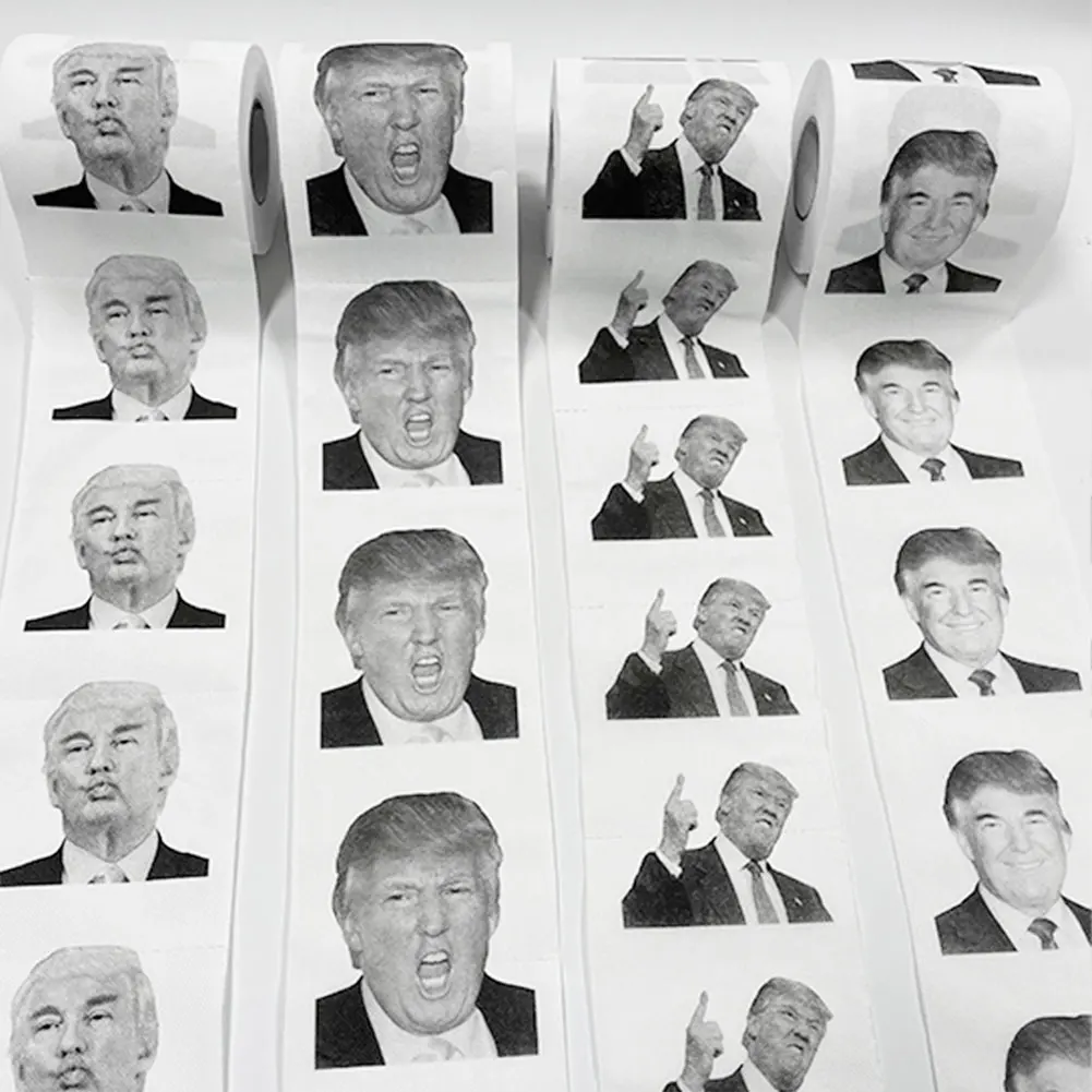 Donald Trump Toilet Paper Roll Tissue Fun Paper Tissue Novelty Toilet Prank Gift Dustless Nontoxic Bathroom