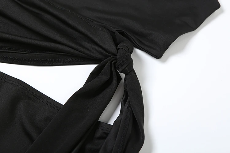 Kliou Asymmetrische Bandage Frauen Mini Kleid Sexy Taillelose Schräge Schulter Körper-gestaltung Vestidos Weibliche Solide Sommer Neue Kleid – Detail 4