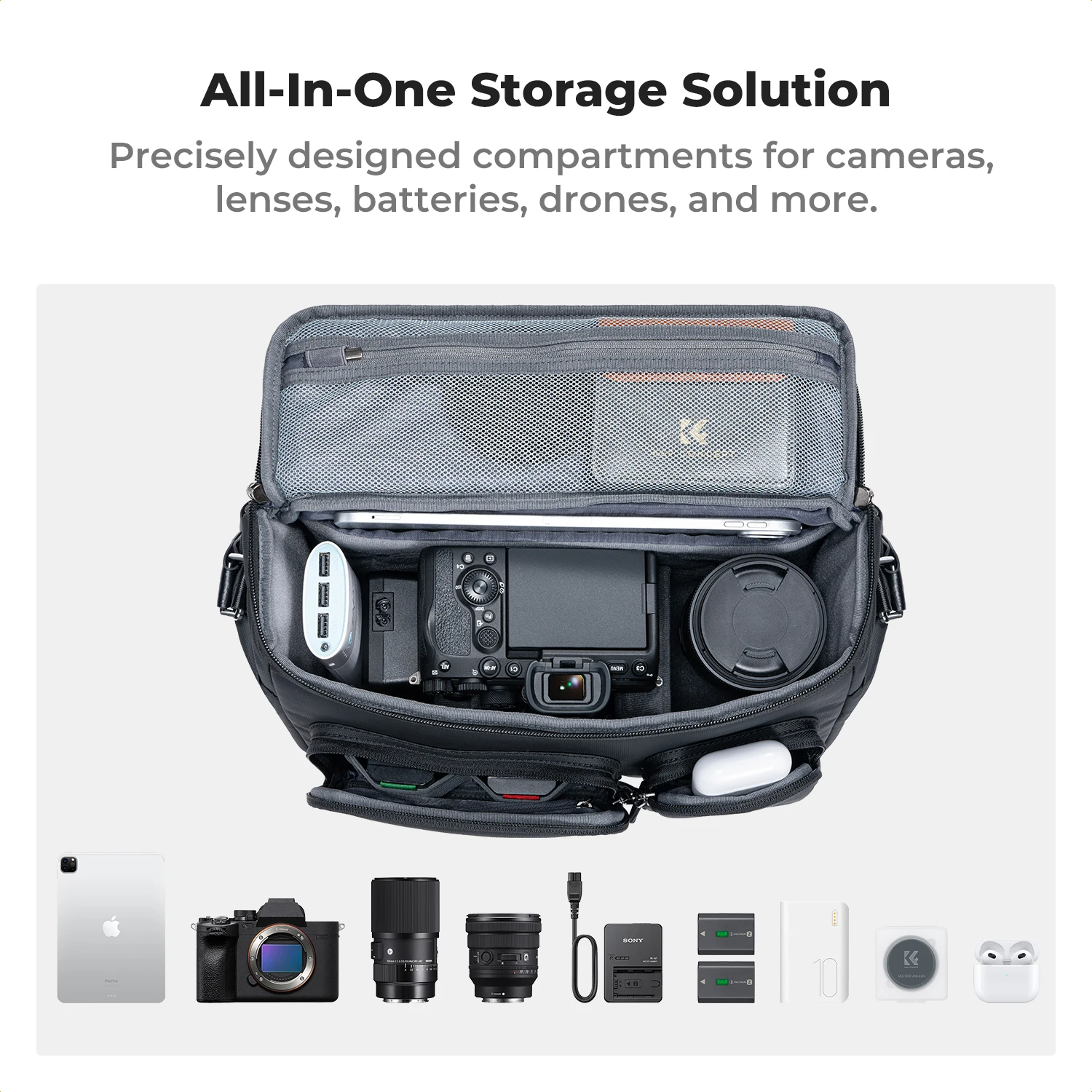 5F Concept Zipper Buckle Sling Travel Photography Shoulder Bag For Sony DSLR SLR Camera Accessories Tripod Holder_voghion.com