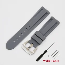 High Quality Silicone Waterproof Sport Watch Strap Replacement - 24mm (Grey)
