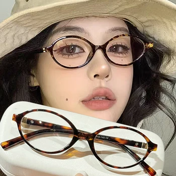 Y2K Girls Retro Oval Frame Glasses Women Female Ins Sweet Cool Eyewear Trend Brand Reading Computer Anti Blue Light Eyeglasses