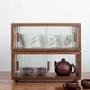 Solid Wood Desktop Storage Box Dust-proof Water Cup Storage Cabinet High-grade Black Walnut Table Side Cabinet 1