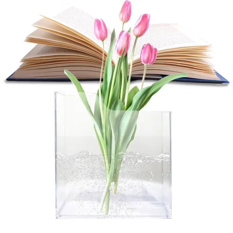

Book Flower Vase Transparent Unique Clear Flower Vase Artistic Flavor Decorative Book Vases multiusage home decor supplies