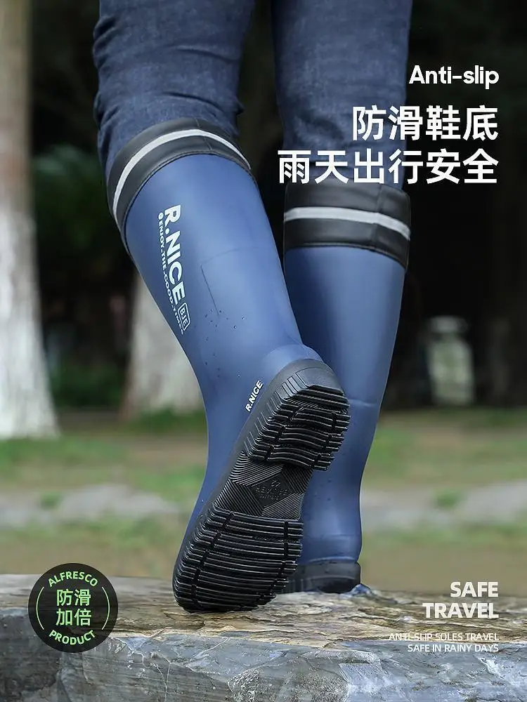 New High Quality Rain Boots for Man Outdoor Anti-slip Waterproof Fishing Shoes Fish Pond Breeding Work Rubber Boots
