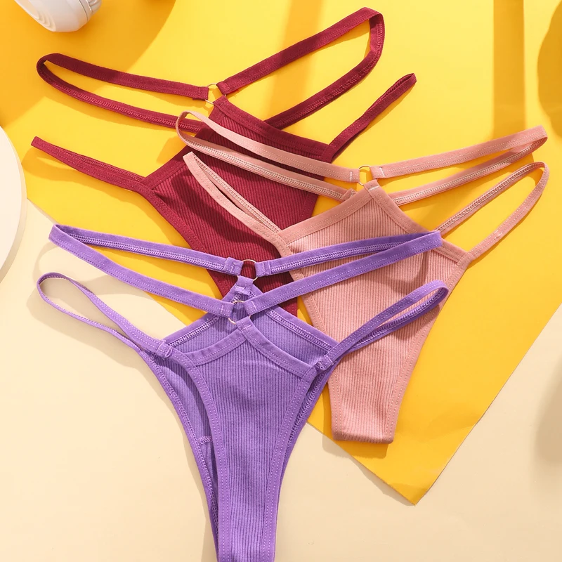 1PCS Women Sexy Cotton Panties Two Belts Hollow Out G-String Thongs Breathable Underwear for Female cotton panties female underwear women panties womens underwear