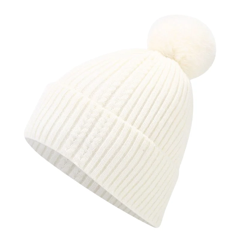 

2023 New Knitted Hat Winter Autumn Thicken Skullies for Women Keep Warm Cap Female Wool Beanie Hat Girl Cute Plush Ball Gorras