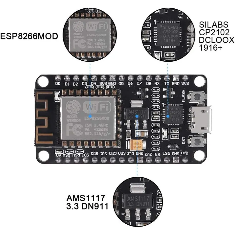 Esp8266 Development Board Scheda Di Sviluppo NodeMCU ESP8266 ESP-12E Con CH340G - Modulo WiFi Per Arduino E IoT Rete Wireless IoT - Foto 9
