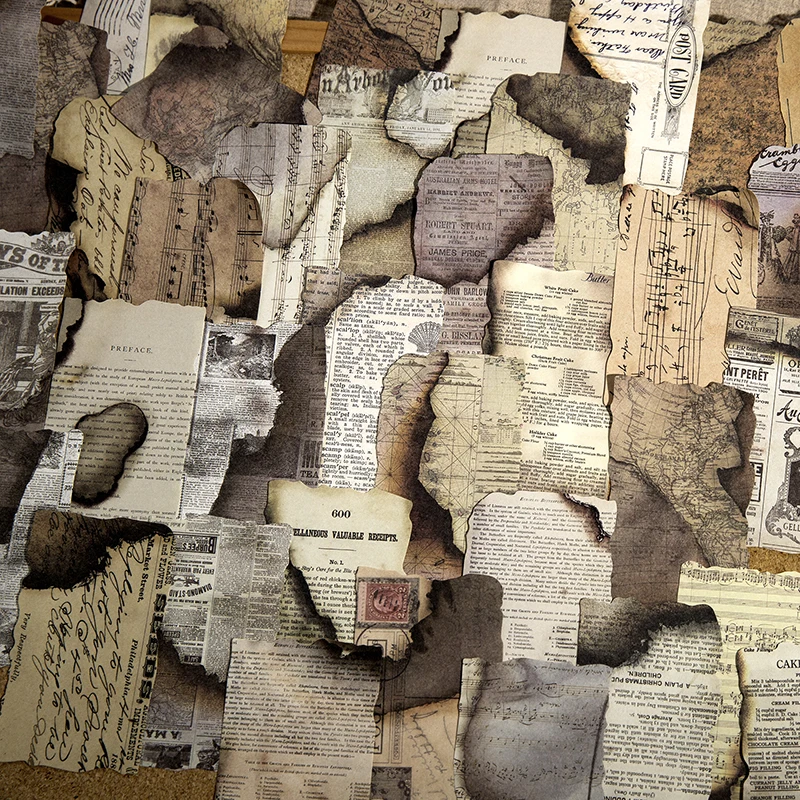 Journal Papers / 30 Vintage Scrap Pieces 3 X 3 