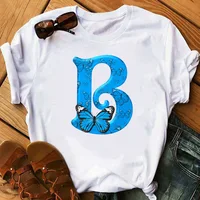 26 lettres anglaises papillon imprimé T-shirt à manches courtes femmes surdimensionné T-shirt hauts graphiques t-shirts Harajuku Harajuku 3