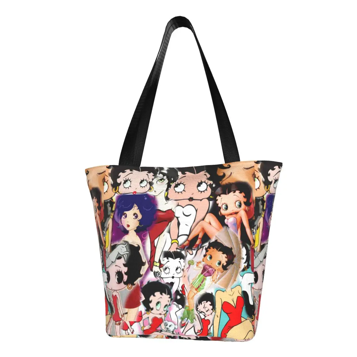 

Woman Tote Bags Bettys Collage Merch Shopping Bag Zipper Opening Unique Design Fashion Cute Mrs Boops Handbags