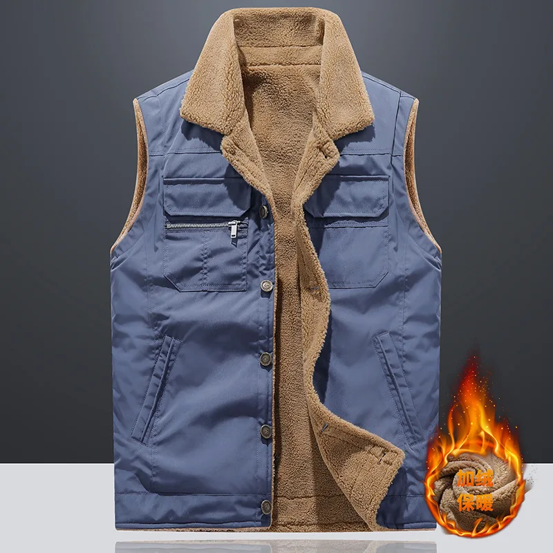 Vest Men's Winter Fleece Warm Waistcoat Jacket New Style Cashmere Men's Vest