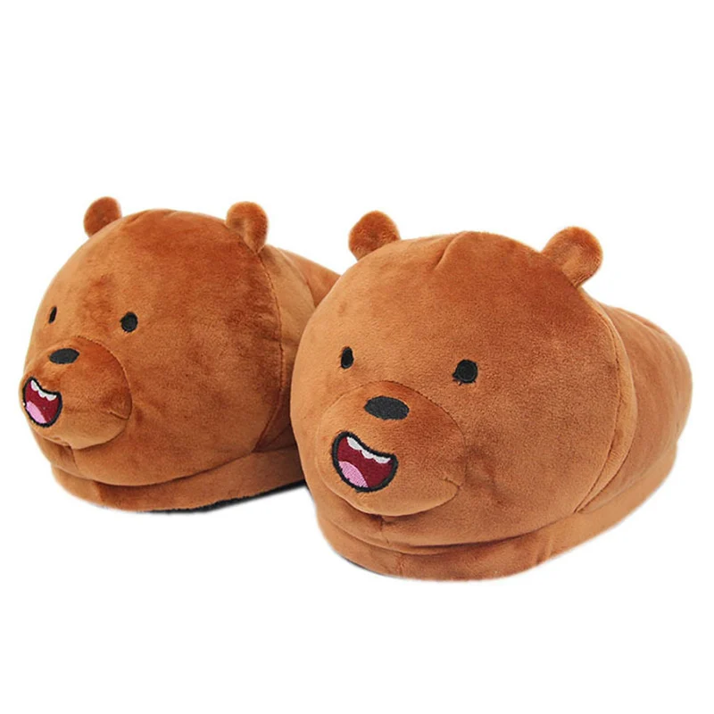 Ladies Cute Animals Plush Warm Furry Shoes Couple Home Bedroom Fuzzy Slipers Bear Men Sliders Winter Indoor Panda Women Slippers 3