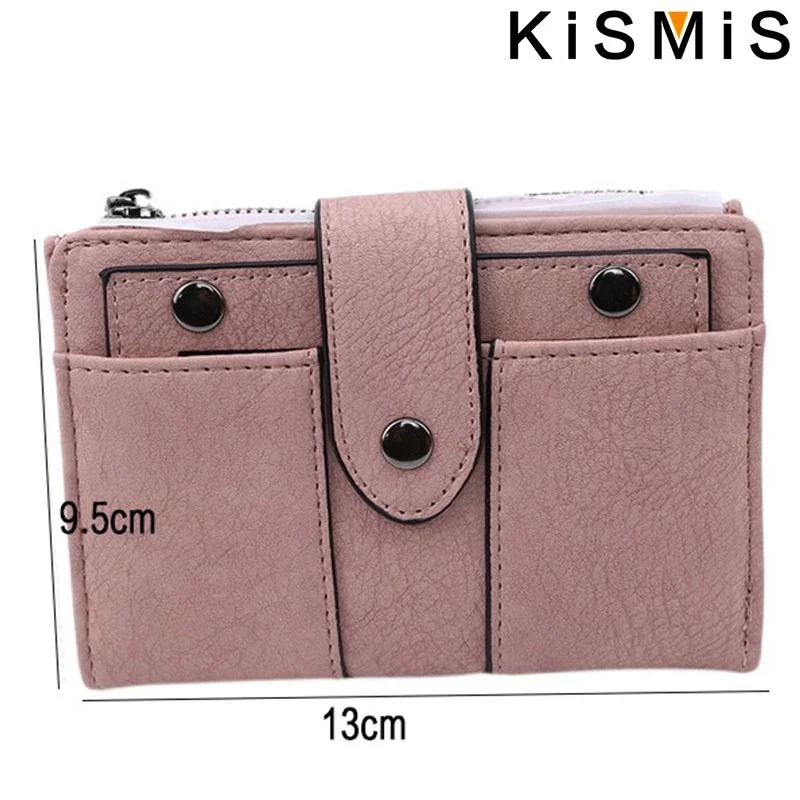 KISMIS Damen Neue Stil PU Leder Niet Kurze Brieftasche Reißverschluss Ändern Kartenhalter frauen Geldbörse Brieftasche Geld Tasche – Detail 9