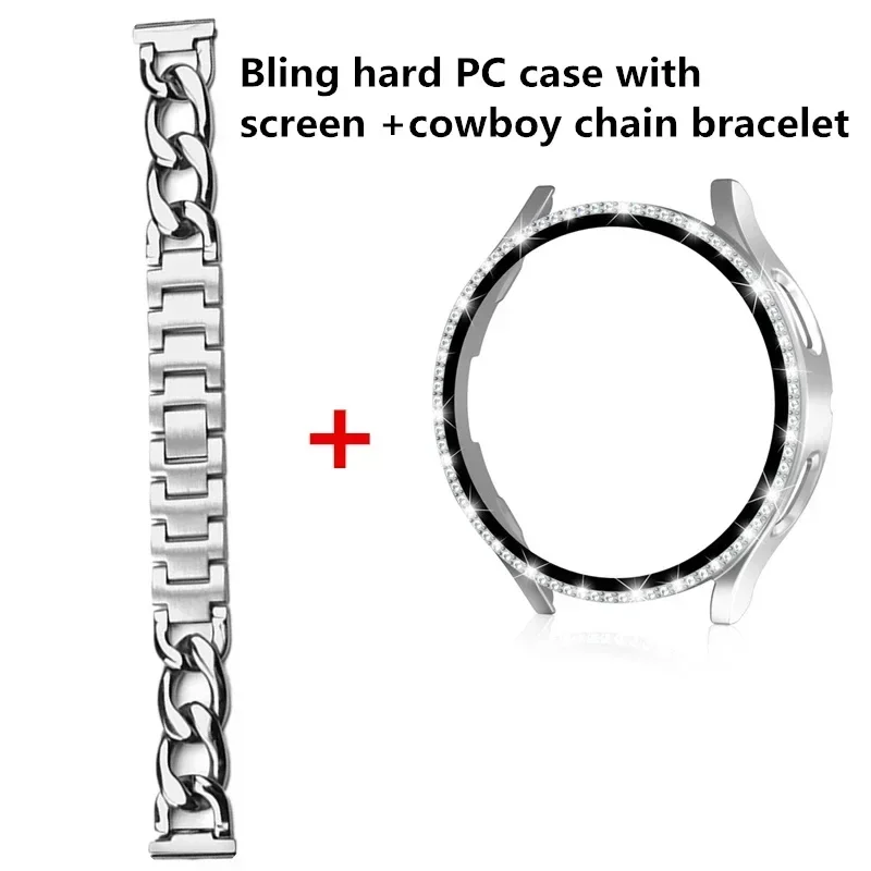 Elegant Bling Case with Metal Chain Strap & Screen Protector