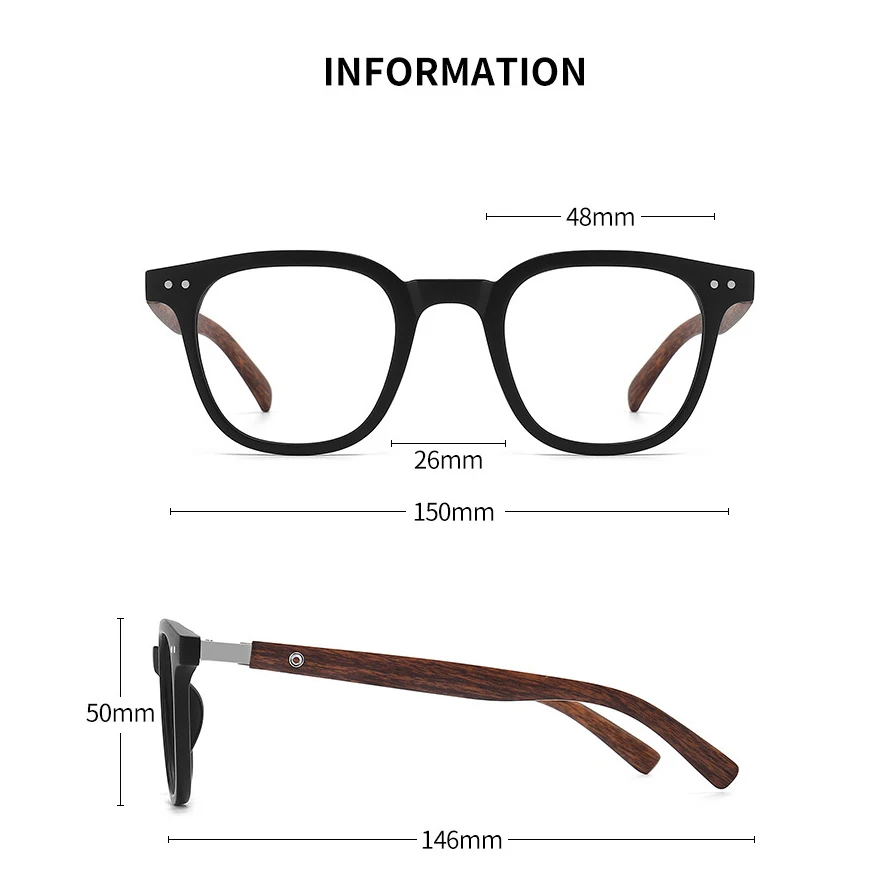 anti blue light glasses wooden grain leg TR90 for computer glass frames F83026