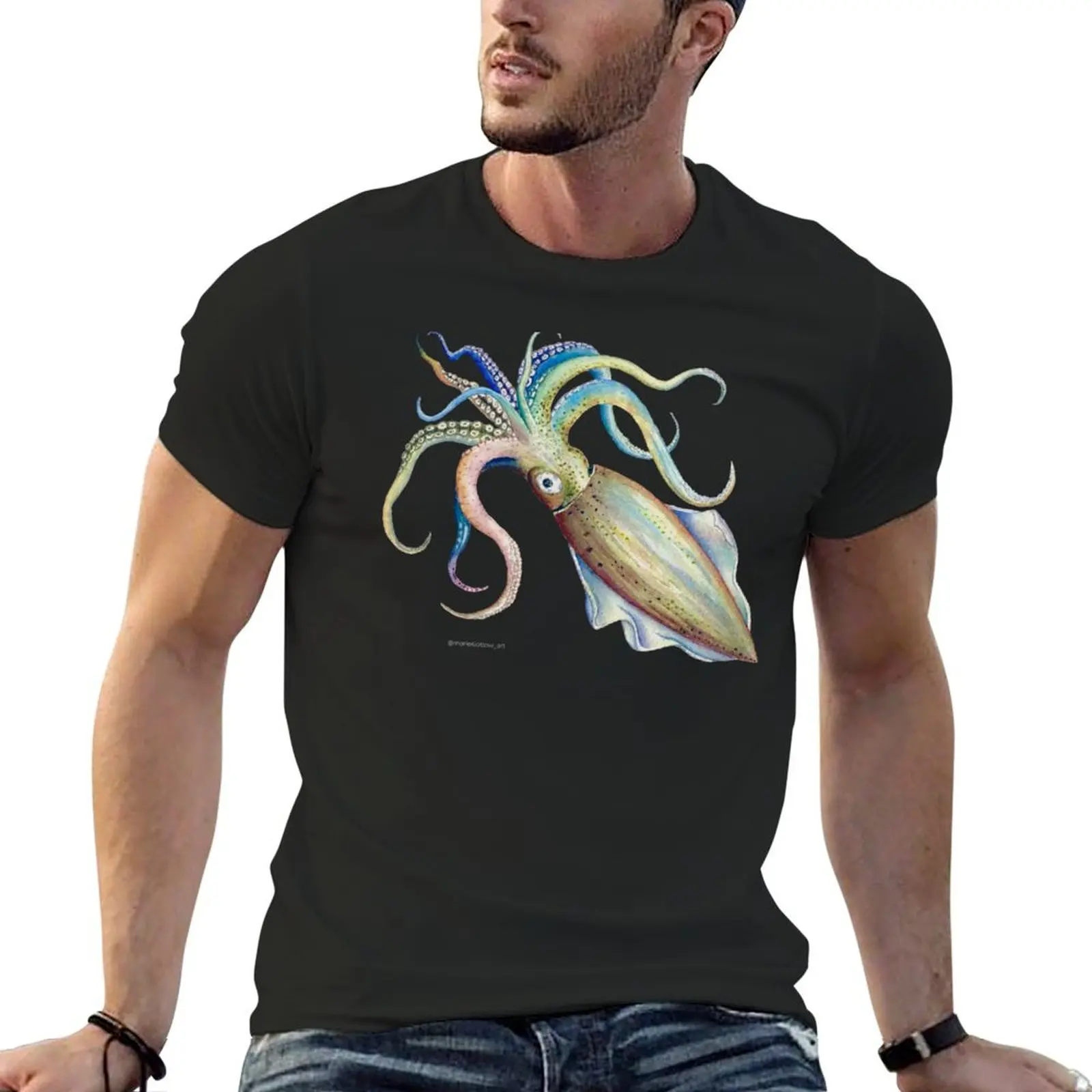 

Rainbow Squid T-Shirt new edition boys whites cute tops aesthetic clothes Men's t-shirts