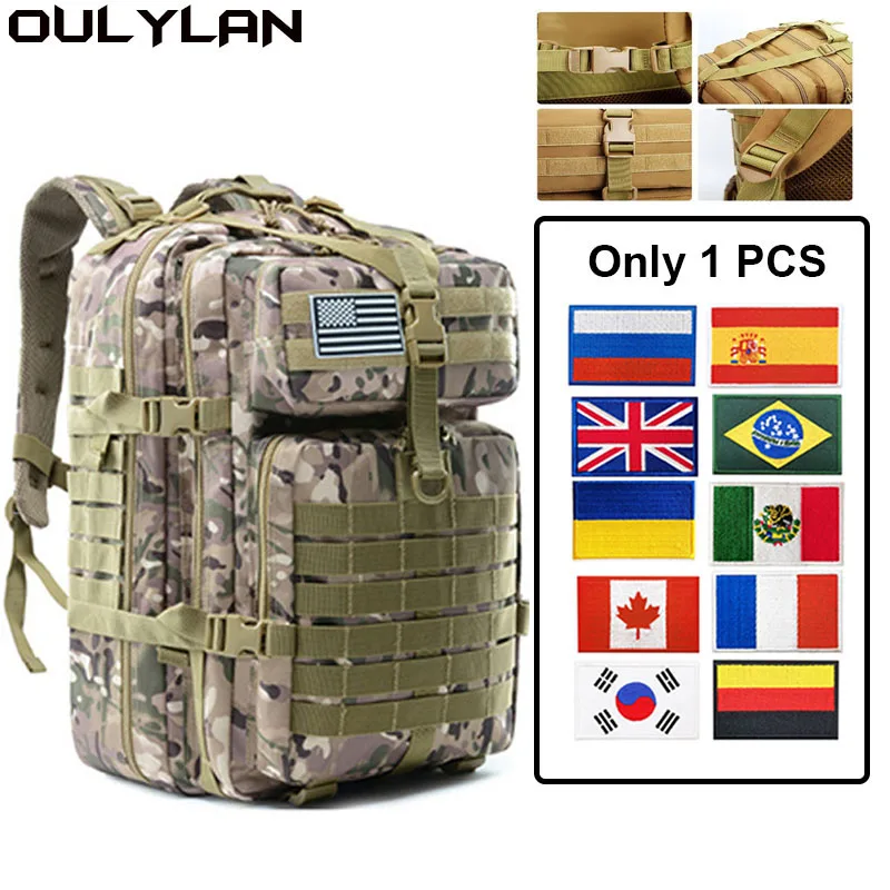 

Нейлоновая дорожная сумка OULYLAN, рюкзак для кемпинга с мягкой спинкой, вместительный походный охотничий ранец 30 л/50 л, мужской военный тактический рюкзак