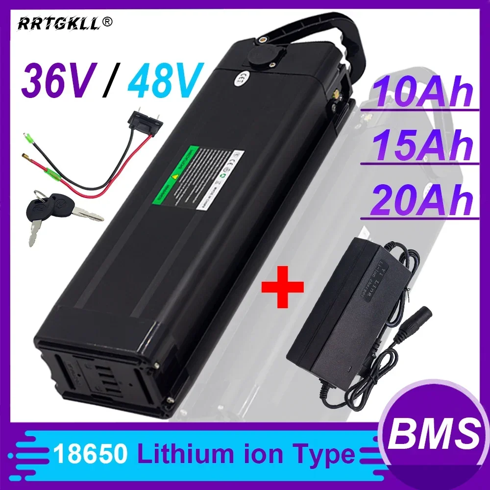 Велосипедная аккумуляторная батарея 36V/48V 10Ah 15Ah 20Ah 18650 Li-Ion 36V 48V аккумулятор 180W 250W 350W 500W 800W 1000W 2000W Motor