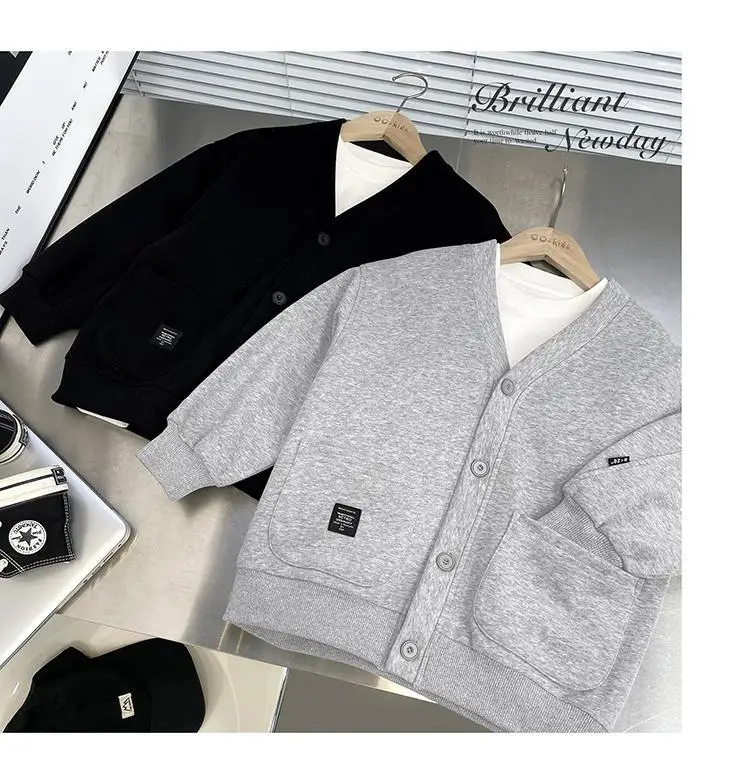 Baby Boys Cardigan Jackets Spring Autumn Soft Casual Coats Fashion Kids Children Brithday Clothes Tops Costume 2-12Y