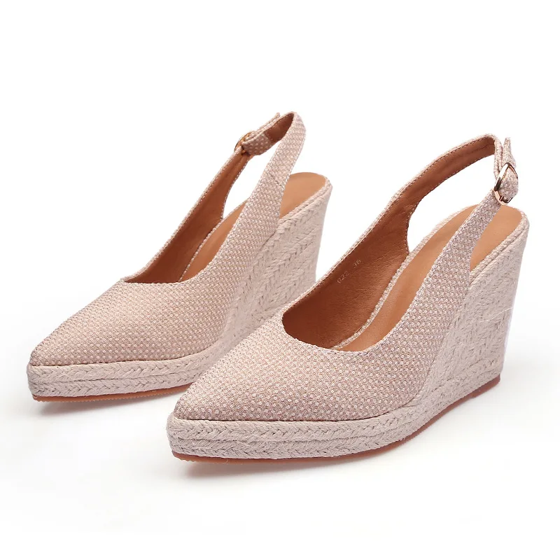 Female Espadrilles Platform Clogs Wedge Fashion Womens Shoes High Heels Shallow Mouth Square Toe Large Size Girl 2