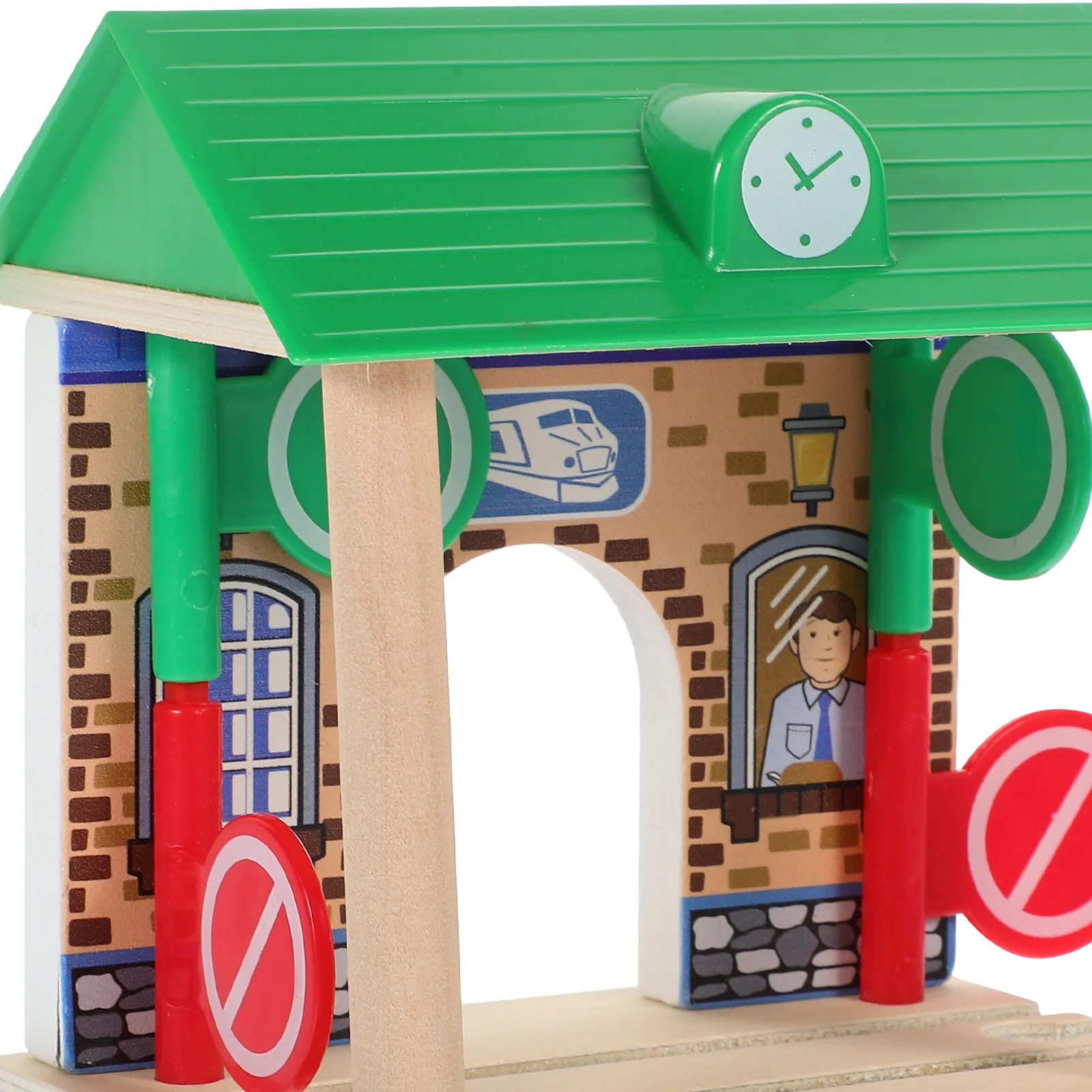 Puzzle Train Track Accessories Child Decor Plastic Small Wooden Railway Station