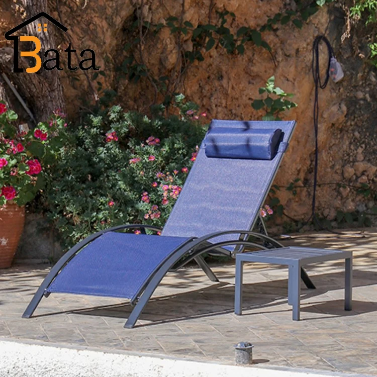 

Modern Hotel Swimming Pool Patio Sun Bed Balcony Garden Aluminum Sling Reclining Beach Chair Sun Lounger