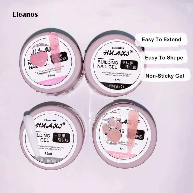 

Eleanos 15ml Nail Extension Gel Nail Builder Nude Pink White Clear Poly Crystal Gel Soak Off UV Gel Long Lasting DIY Art Tool