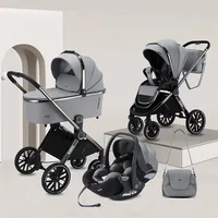 Chariot bidirectionnel pour bébé avec siège de sécurité, pliable à un bouton, livré avec un sac pour maman, 3 en 1 1