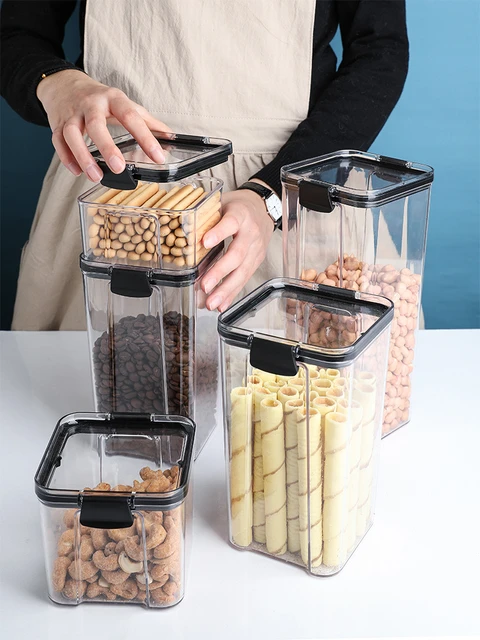 Food Storage Containers,Airtight Plastic Transparent Kitchen Organization Storage  Box For Sugar, Flour, Snack - AliExpress