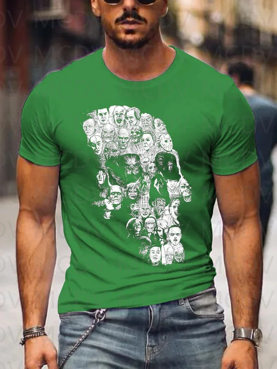 

Men's Summer Shorts Sleeve Shirts Horror Skull Characters Graphic Casual Print T-Shirt