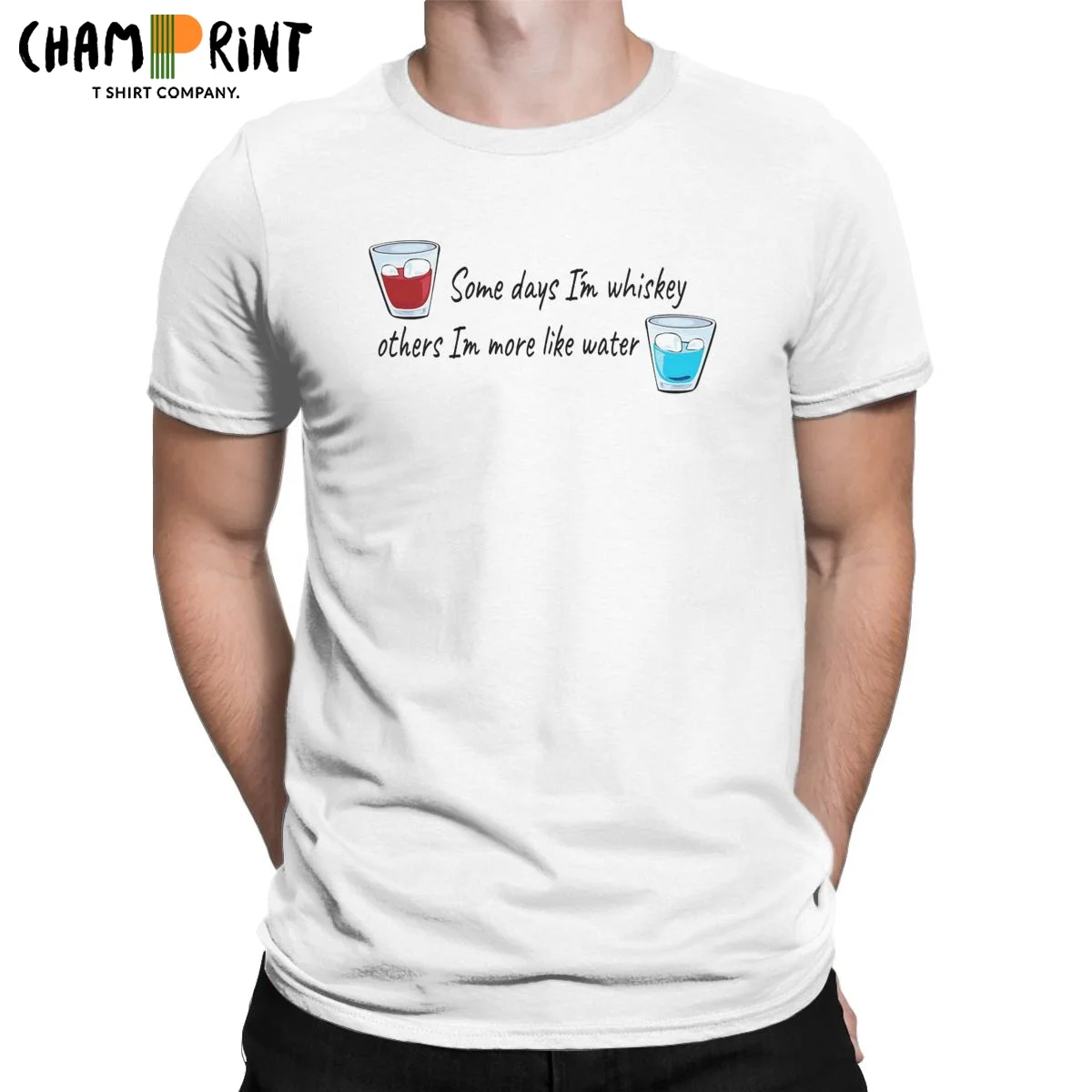 

Men's T-Shirt Whiskey And Water Fun 100% Cotton Tee Shirt Short Sleeve T Shirt Round Collar Clothing Printing