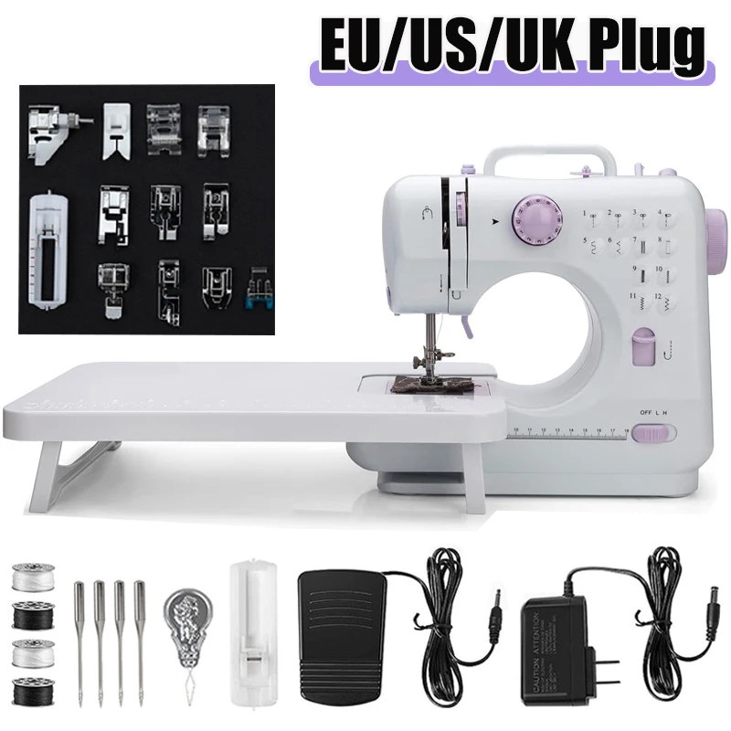 Portable Sewing Machine for Beginners Kids Mini Electric Household Crafting Mending Sewing and 12 Built-In Stitches