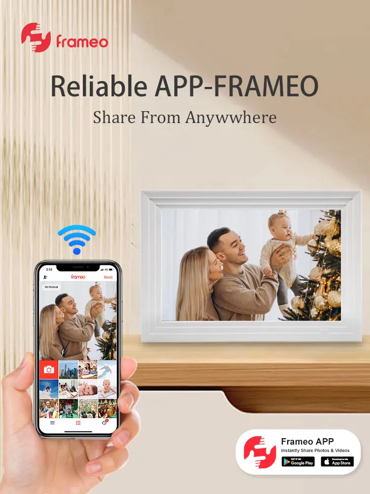 Description Picture 2 of item10.1inch White Cloud Photo album WIFI Digital Frame Frameo APP with Internal 32G Memory 1280x800 IPS Screen