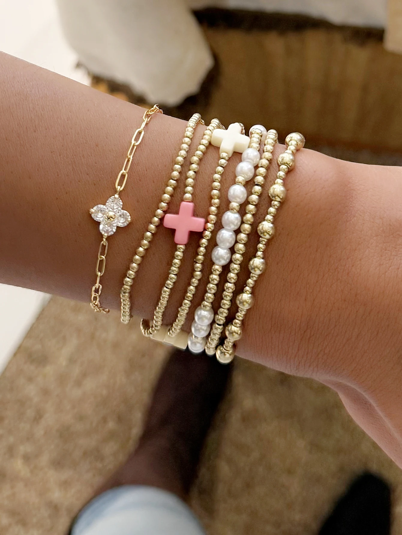 Handmade 7pcs Cross Bracelet Set Music Festival Jewelry