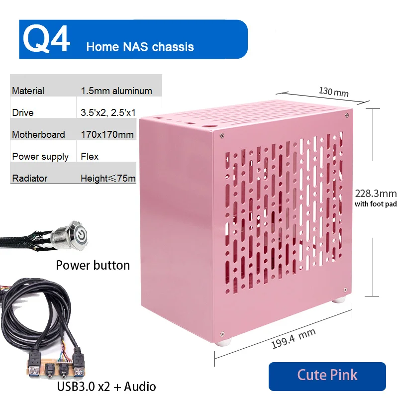 Arsylid-caixa para Computador Mini Itx Cpu Radiator Flex q4 Home Nas Chassi em Alumínio 3.5 x2 2.5 75 mm
