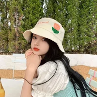 YUDX Janpanese Style Summer Sunshade Bucket Hats For Women Sweet Girl Outdoor Sun Protection Hats Flower Embroidery Women's Caps 3