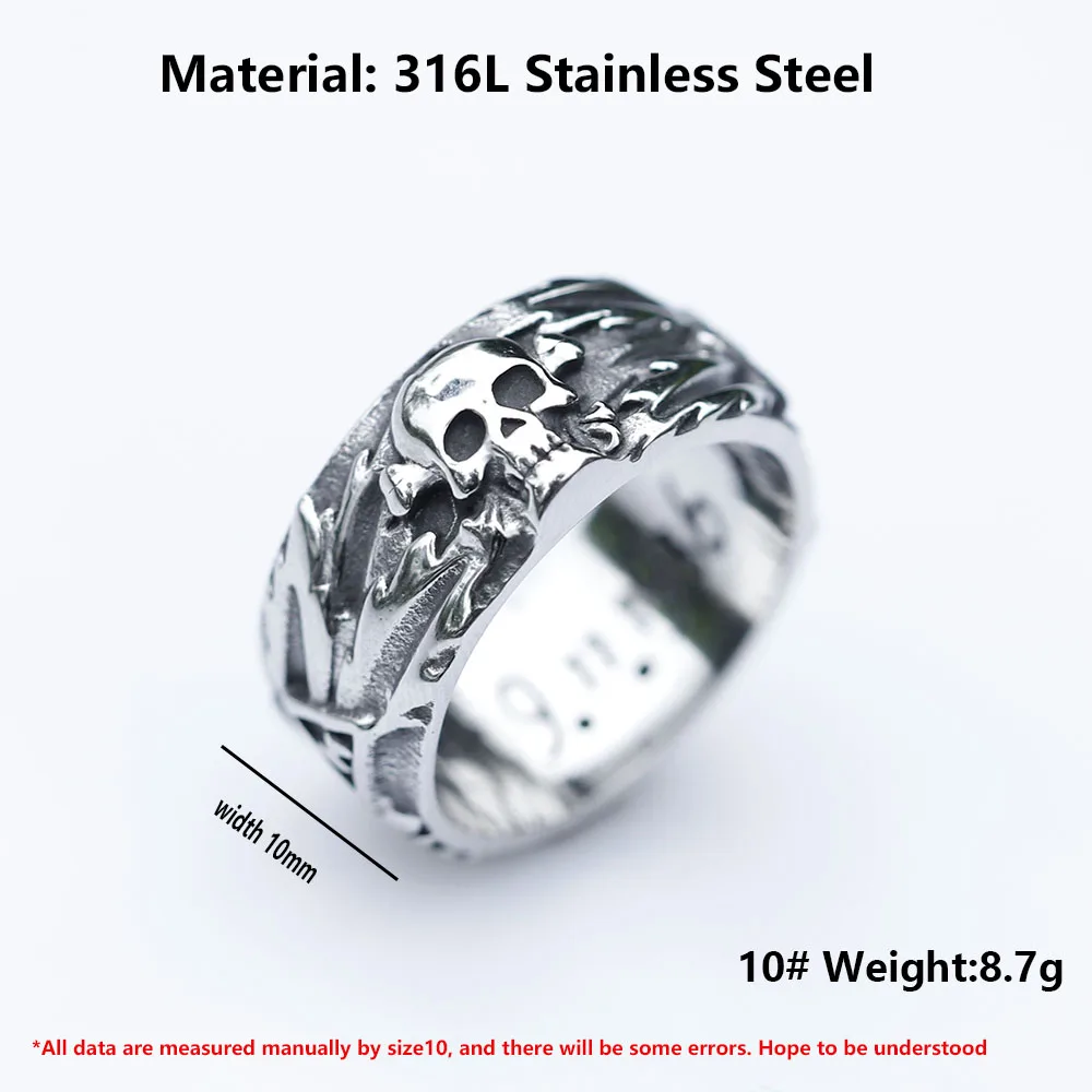 2022 NEW Men's 316L stainless-steel rings Vintage super punk