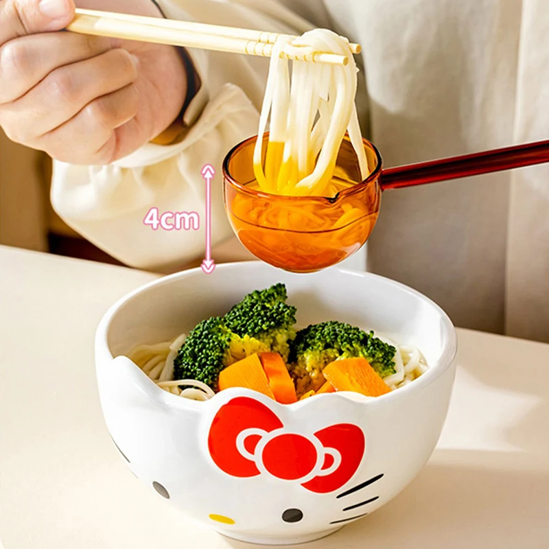

Sanrio Kawaii, стеклянная ложка с длинной ручкой, бытовая термостойкая ложка для предотвращения падения, ложка для еды